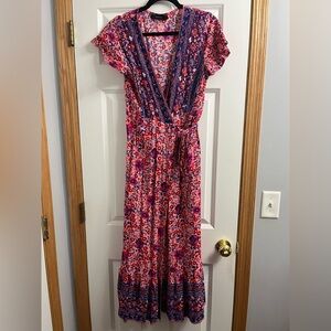 Floral Pink Maxi Wrap Dress